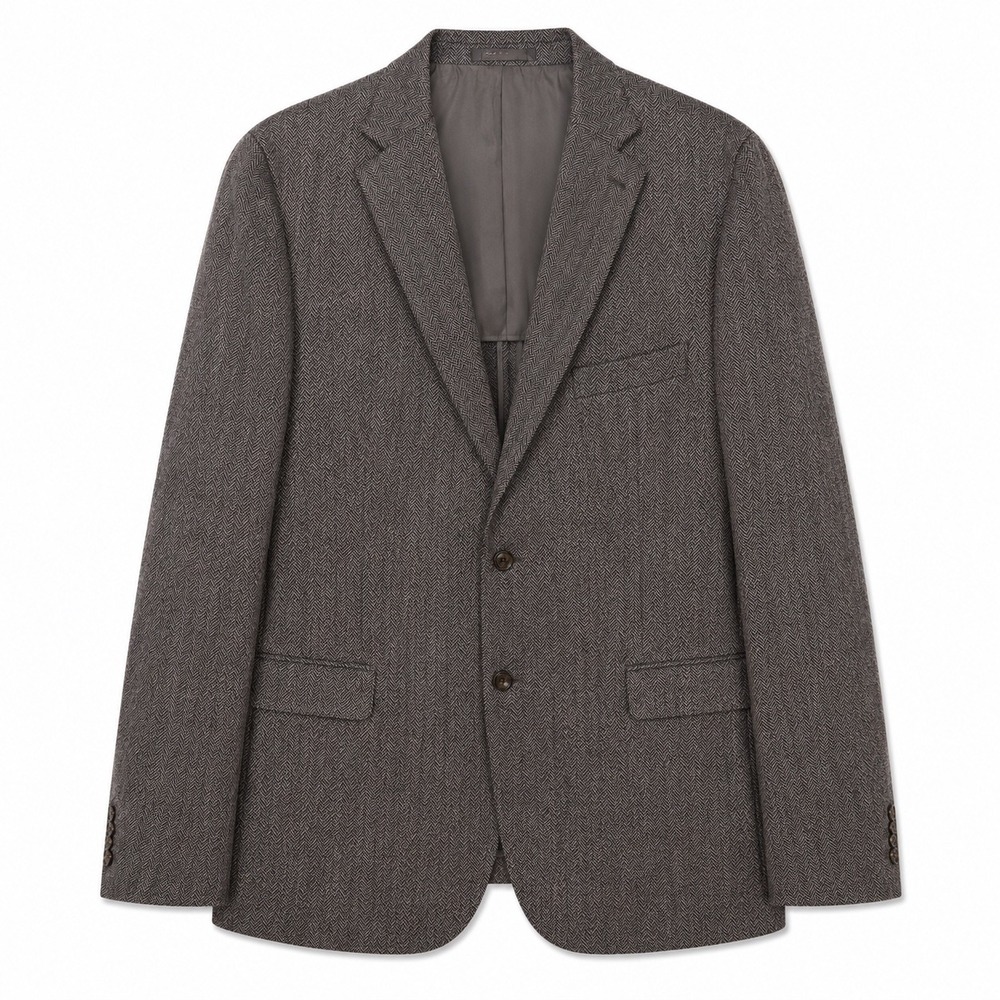 Lauren Ralph Lauren Men's‎ 46R Gray Herringbone 100% Wool Blazer Sport Coat